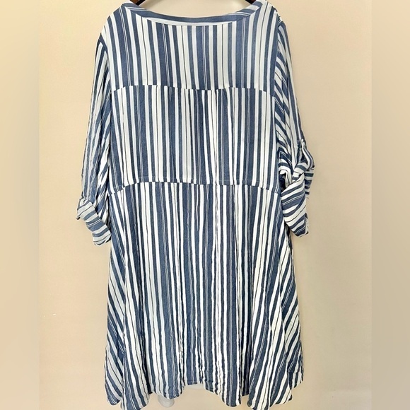 TORRID Women’s Blue & White Stripe Zip Front Drawstring Shirt Dress Size 6X - Picture 8 of 14